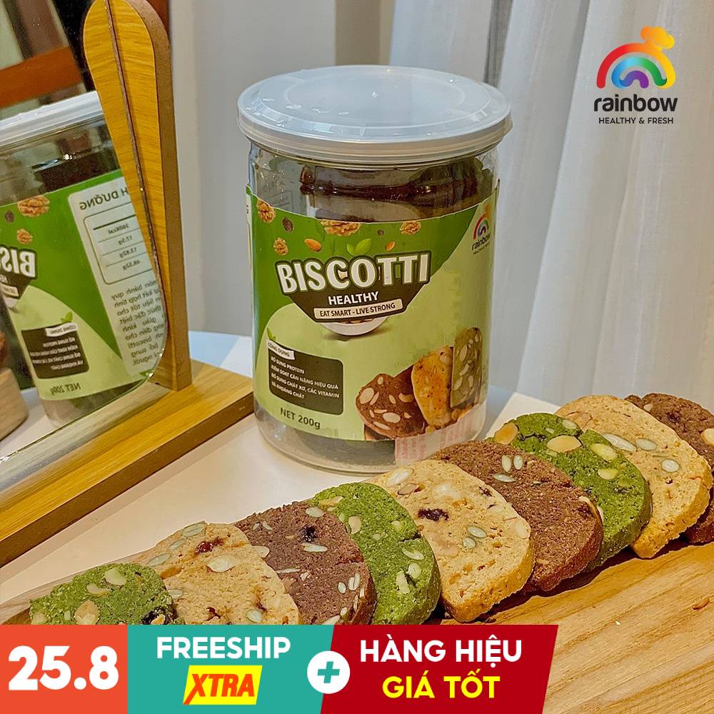 Bánh Biscotti RAINBOW - Bánh Quy Kiểu Ý Bột Mì Nguyên Cám Mix Hạt Dinh Dưỡng Giòn Ngon Bổ Sung Dinh Dưỡng