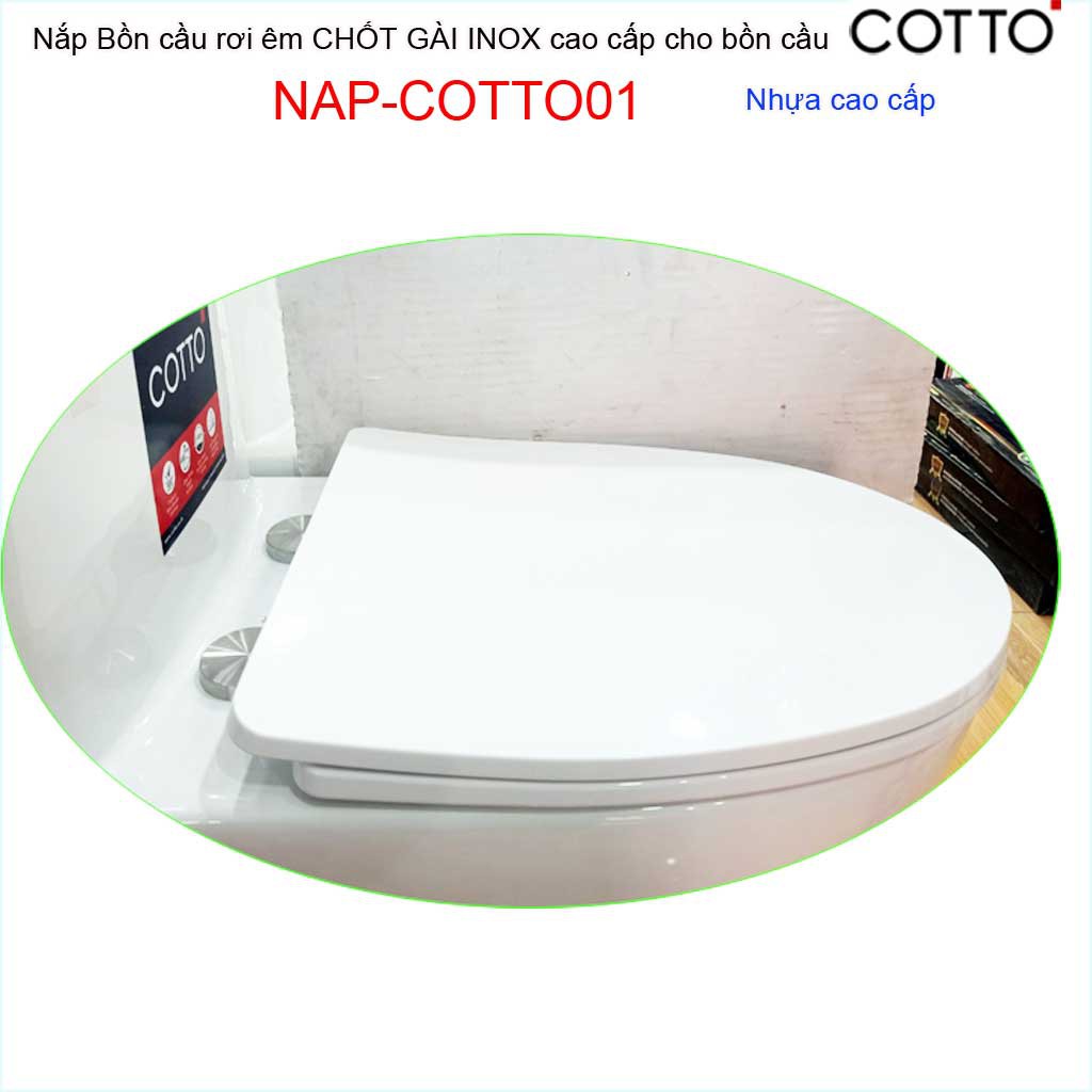 Nắp đậy cho bồn cầu 1 khối Cotto Thailand , nắp bồn cầu khối NAP-COTTO01 nhựa dày siêu bóng