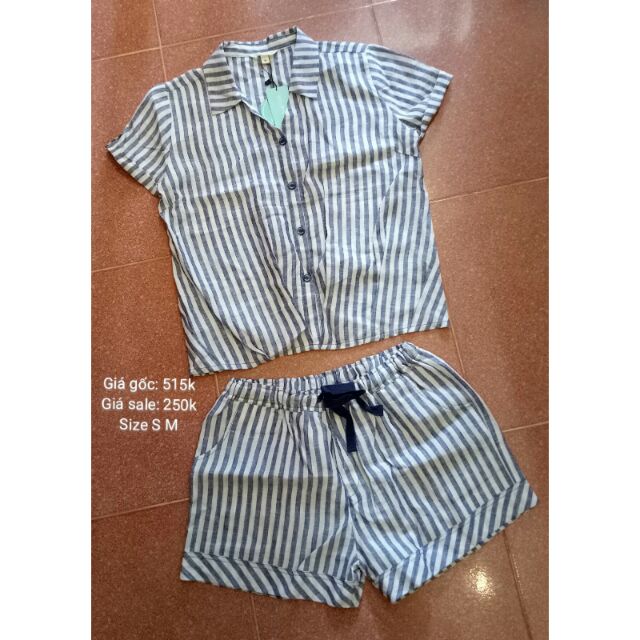 BS Linen cổ bẻ - sọc xanh