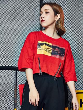 Áo croptop phối dây kéo