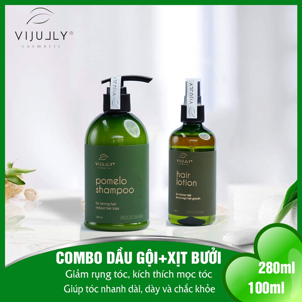 Bộ đôi giảm rụng tóc, mọc tóc: Dầu Gội Pomelo Shampo 280ml và Xịt Dưỡng Tóc Hair Lotion 100 ml