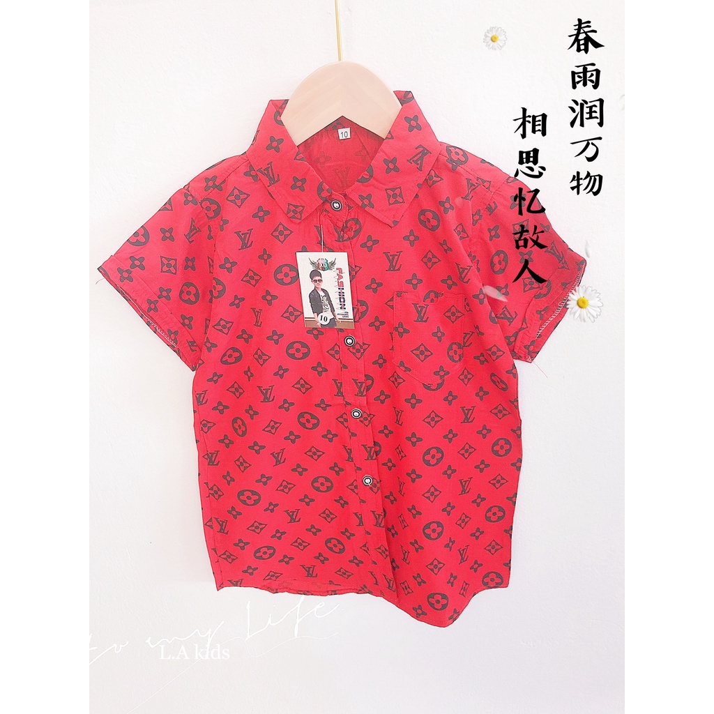 ÁO sơ mi bé trai hàng LV Cao Cấp từ 18kg đến 35kg - Áo sơ mi bé trai cộc tay chất đũi thoáng mát,thấm hút mồ hôi.
