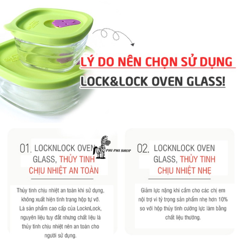 Hộp thủy tinh chịu nhiệt Lock&amp;Lock Ovenglass Steamhole nắp silicone sử dụng lò vi sóng