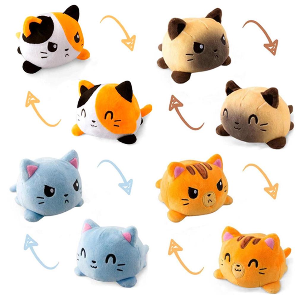 ANEMONE Thú Nhồi Bông Hình Chó Mèo Lật Hai Mặt Thay Đổi Màu Sắc Sáng Tạo Trang Trí Nhà Cửa