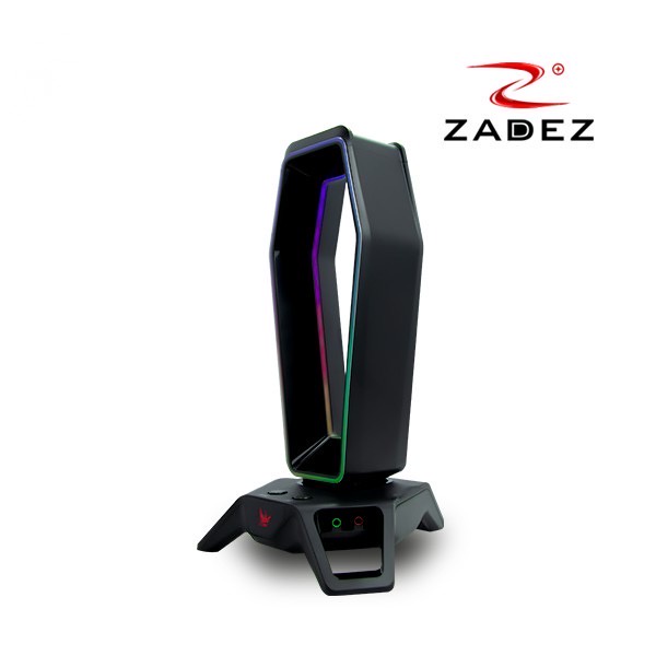 Đế Treo Tai Nghe Cao Cấp Màu Đen LED RGB kiêm Mouse Bungee và Hub USB 3.0 ZADEZ ZHS-702G BLACK - Hàng chính hãng