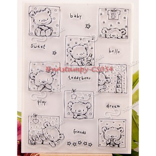 hnastampy CS054 con dấu tem trong suốt seal clear stamp dùng cho handmade scrapbook bộ Baby Teddy