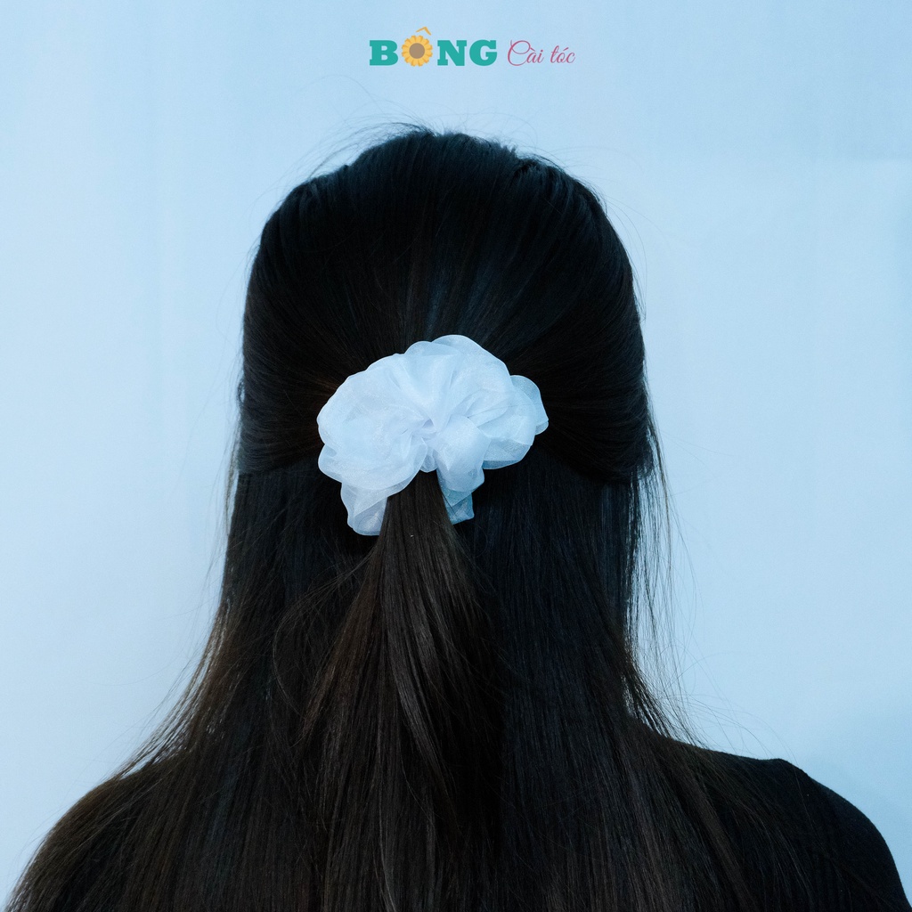 Dây buộc tóc scrunchies vải voan trắng đường kính 11cm SR60 - scrunchies voan BÔNG Cài Tóc