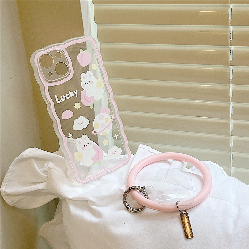 Ốp lưng iphone Ốp Điện Thoại Silicon Họa Tiết Sóng Biển To Kèm Dây Đeo Tay Cho iPhone 11 / 12 xs 13Pro Dinuo case