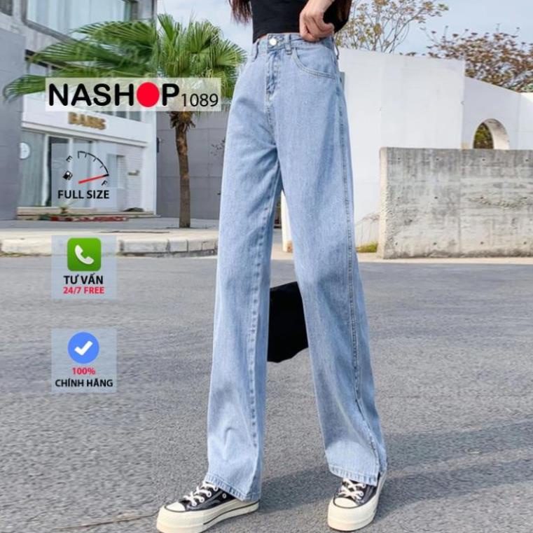 Quần jean bò ống rộng quần jean bò ống suông jeans nữ lưng cao cạp cao quần nữ đẹp hot năm 2021 QT24 nashop 1089 New !