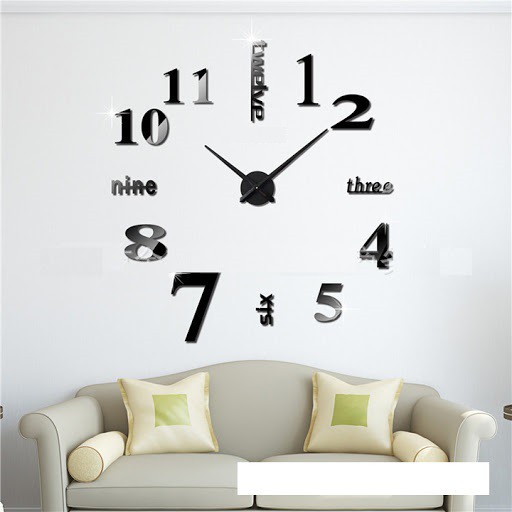 Đồng Hồ Treo Tường 3D Trang Trí Phòng Khách, Đồng Hồ Dán Tường Decor Phòng Khách Đường Kính 40cm