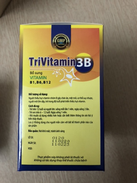 Viên uống bổ sung TRIVITAMIN 3B (B1, B6, B12) hộp 100v nang mềm - Bổ sung vitamin nhóm B, tăng sức đề kháng cho cơ thể