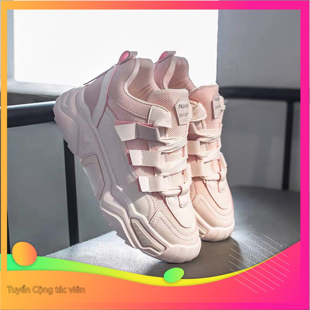 (VIDEO) Giày thể thao nữ nâng đế dây bản to 3 phối màu siêu đẹp trẻ trung cá tính 👟 NEW 2020