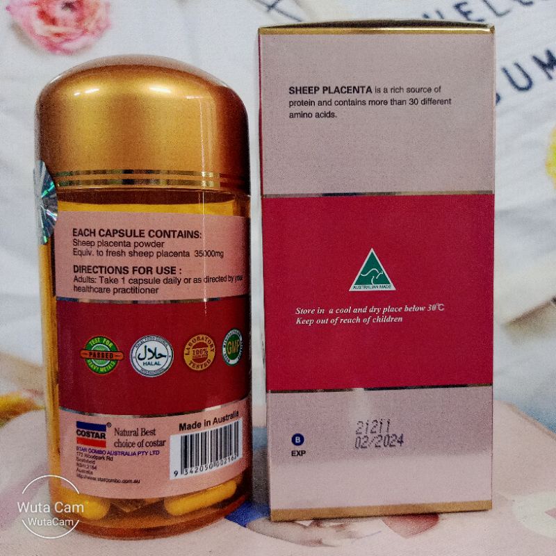 Viên uống Nhau thai cừu Costar Placentra 35000mg làm đẹp da, chống lão hóa, Hộp 100