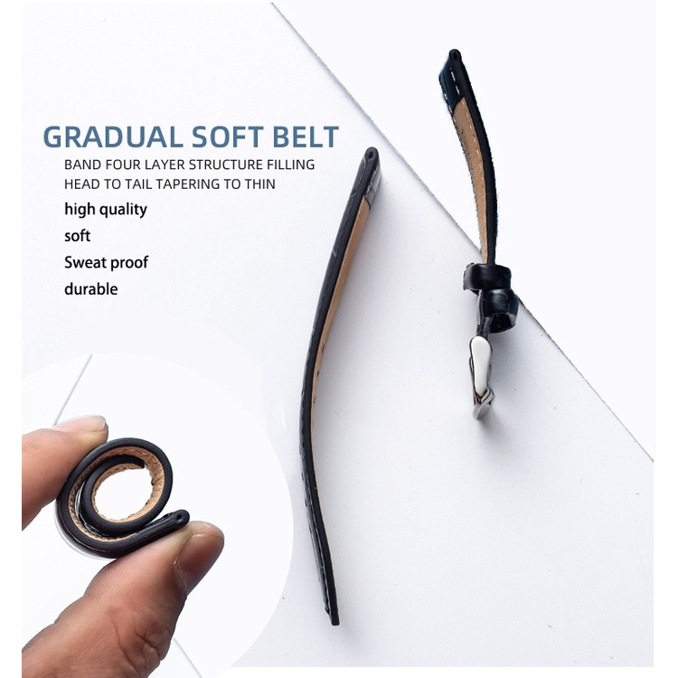 Dây Đeo Đồng Hồ Bằng Da Bò Thật 12mm 14mm 16mm 18mm 20mm 22mm 24mm Có Khóa Cài Bằng Thép Không Gỉ