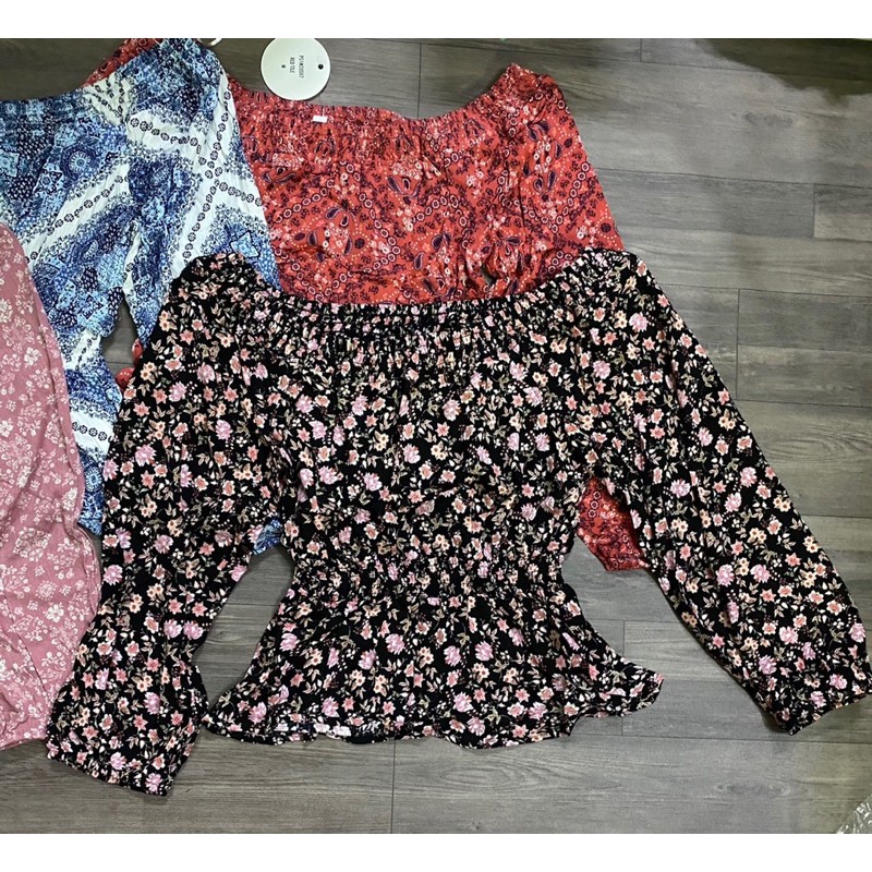 Áo trễ vai Hippie Rose smocking dư xịn ( form nhỏ nha mn )