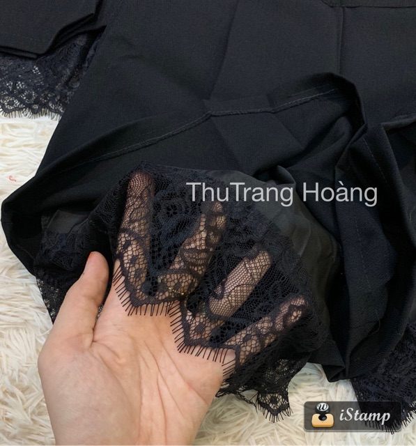 Quần sooc giả váy xếp li pha ren | BigBuy360 - bigbuy360.vn
