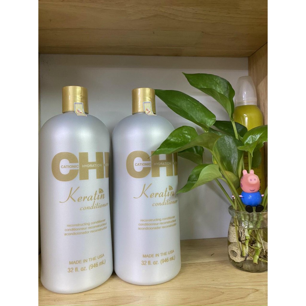 Chính Hãng - Cặp Dầu Gội, Dầu Xả CHI Keratin Reconstructing 946ml X 2 Phục Hồi Tóc Hư Tổn Khô Xơ Chẻ Ngọn