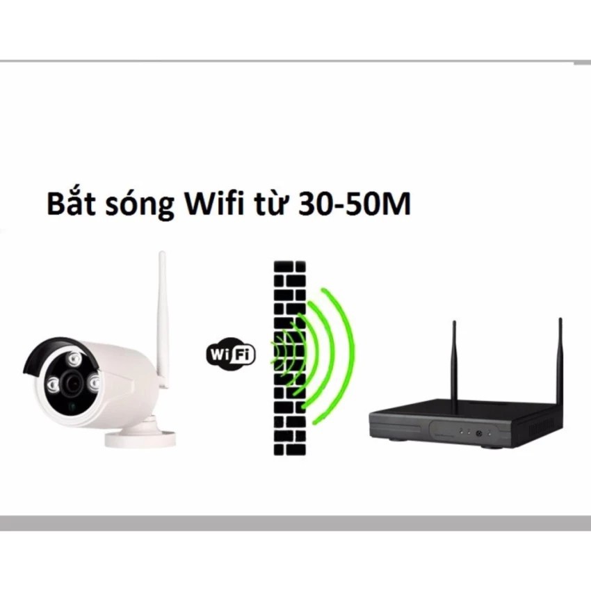 Bộ 4 camera wifi chống nước 1.3m - 960p kèm đầu ghi hình NVR và ổ cứng 1TB