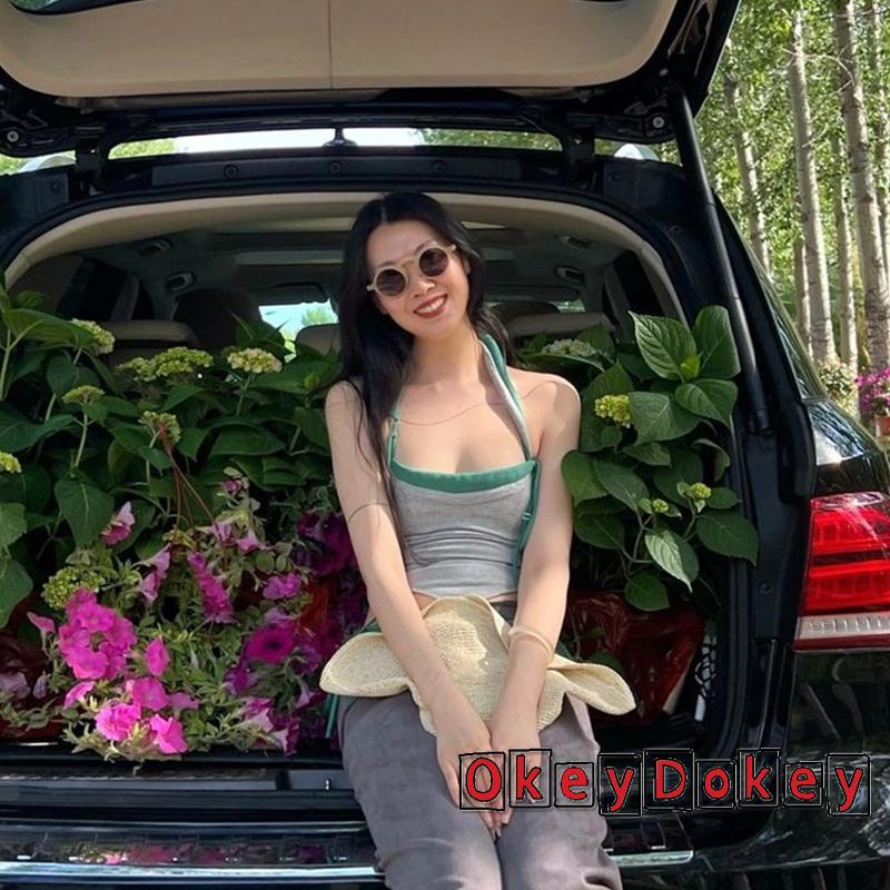 Odokey-áo Ba Lỗ Ôm Dáng Phối Màu Sắc Có Thể Điều Chỉnh Thời Trang Mùa Hè Cho Nữ