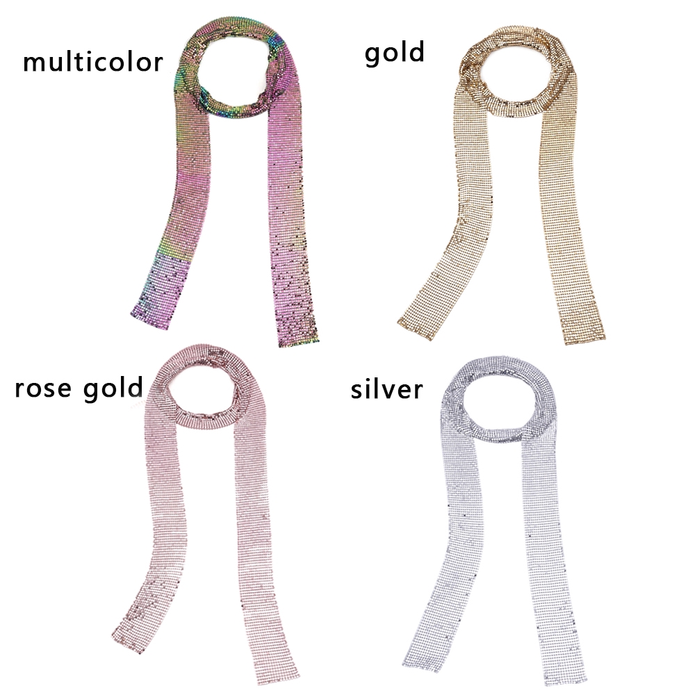 Khăn quàng cổ dài mỏng phối sequin hợp kim nhôm lấp lánh