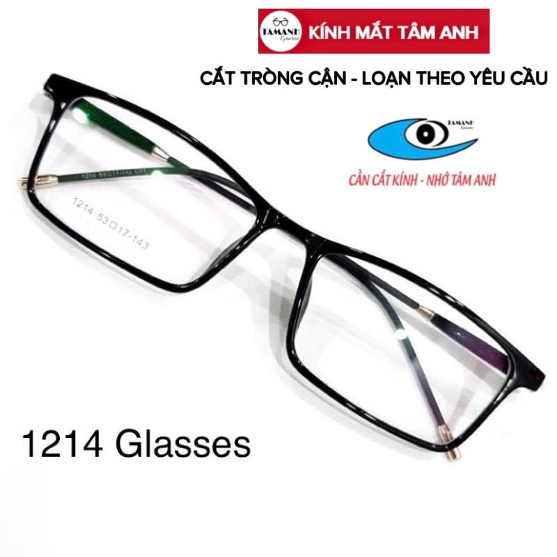 Gọng kính cận nam nữ dáng vuông nhỏ thanh mảnh 1214 chất liệu kim loại, Nhận cắt cận viễn loạn