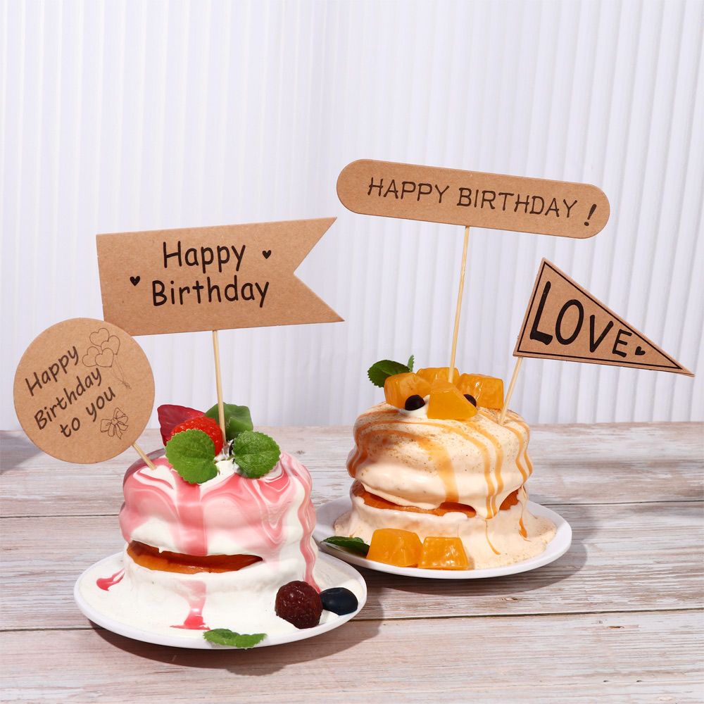 Set 6 Thẻ Giấy Trang Trí Bánh Kem Sinh Nhật DIY