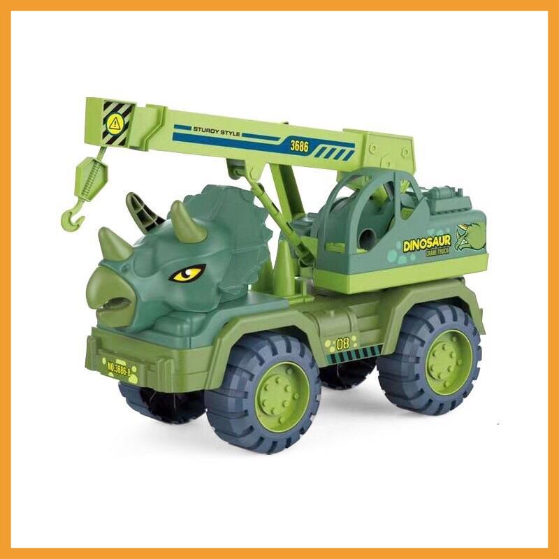 Đồ chơi xe khủng long chở thú (có thú sẵn) - Đồ chơi xe cẩu khủng long loại lớn