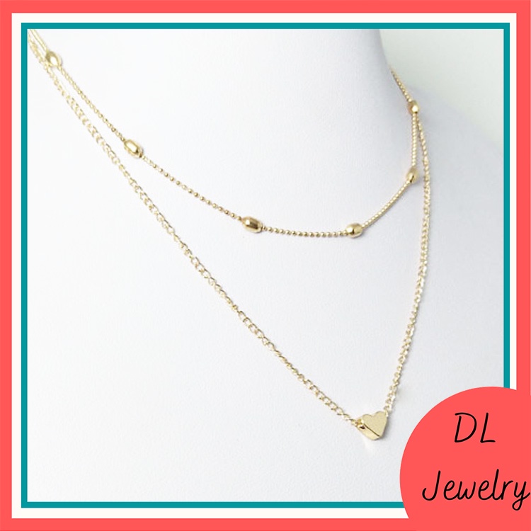 Vòng cổ hai dây mặt tim thời trang nữ tính,vồng cổ mặt trái tim DL.Jewelry Mã DL - 125