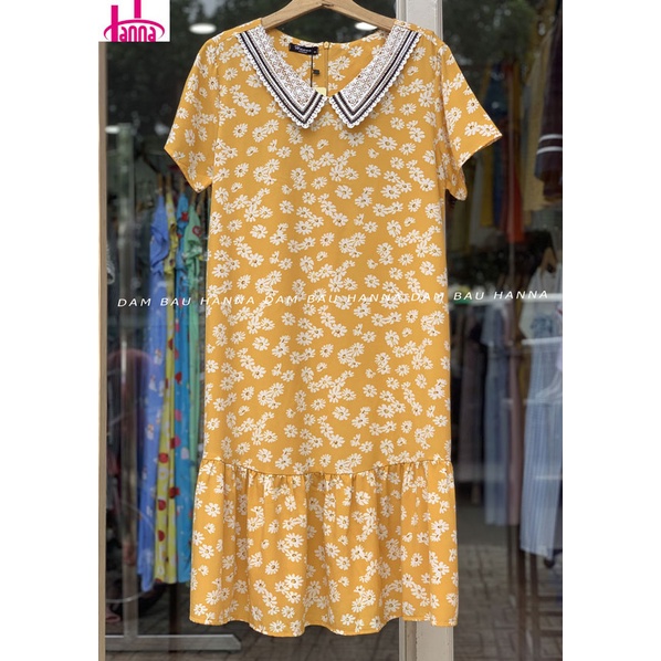 [Size 40 đến 85kg] Đầm bầu công sở vải lụa hoa mềm mát không nhăn co dãn nhẹ tùng đuôi cá dễ thương có size 80kg
