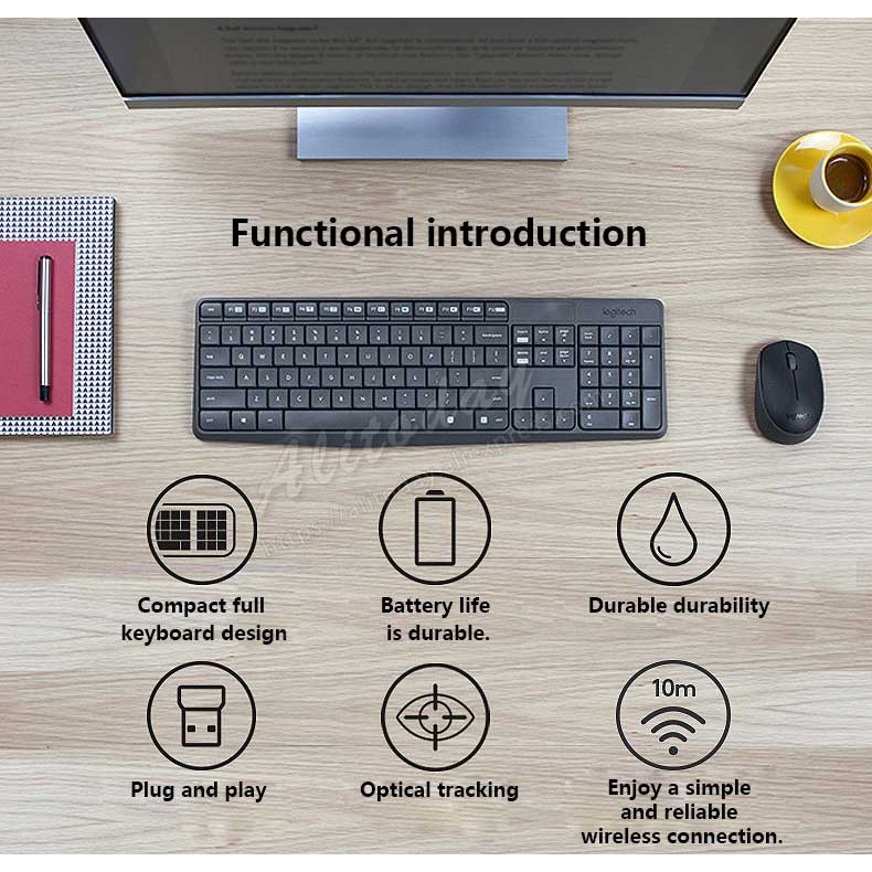 Bàn phím & chuột không dây Logitech MK235 có USB 2.4GHz