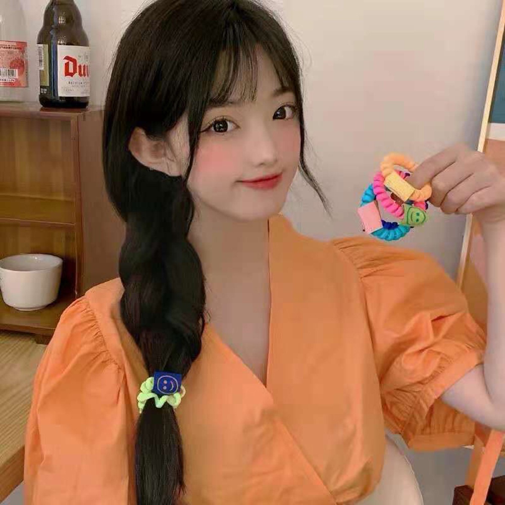 Dễ Thương Dây Buộc Tóc Bằng Nhựa Họa Tiết Mặt Cười Màu Kẹo Phong Cách Hàn Quốc Cho Nữ