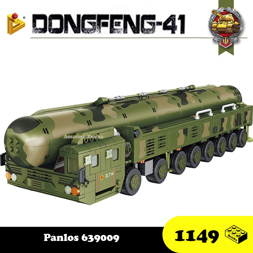 Đồ chơi Lắp ráp Xe Đạn đạo xuyên lục địa DF-41, Panlos 639009 Dongfend 41, Xếp hình thông minh, Mô hình Quân sự