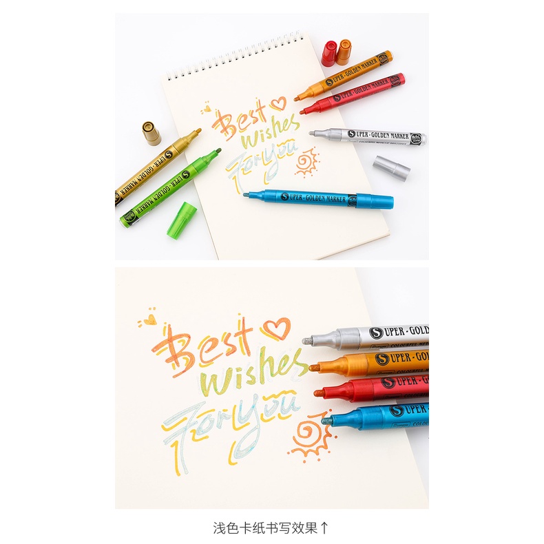 Peach Metallic Color Marker Pen Acrylic Pen Office School Art Study Stationery Permanent 12 Color