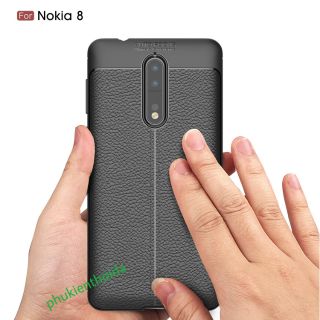 Ốp lưng Nokia 8 chống sốc vân da hiệu Auto Focus cao cấp siêu bền