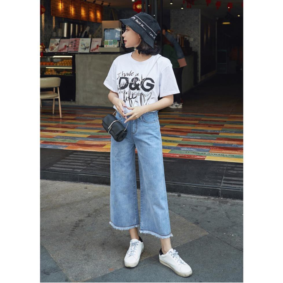 Quần jean nữ dài lưng cao ống loe thời trang Hàn Quốc PITA