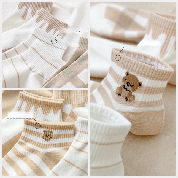 Tất nữ vớ nữ cổ ngắn đôi họa tiết cute dễ thương phong cách Hàn Quốc kèm túi MM