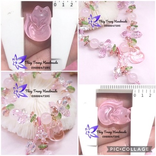 Charm Hồ Ly thuỷ tinh may mắn làm mặt dây chuyền, vòng tay trang sức handmade