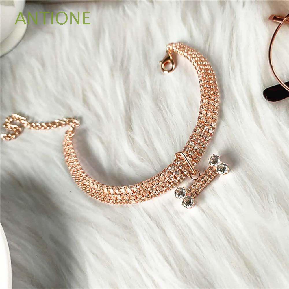 Vòng Cổ Chống Chó Mèo Đính Đá Zircon Ba Màu Thời Trang Có Thể Điều Chỉnh