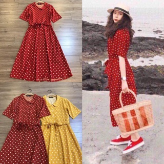 Váy midi bi đỏ vàng