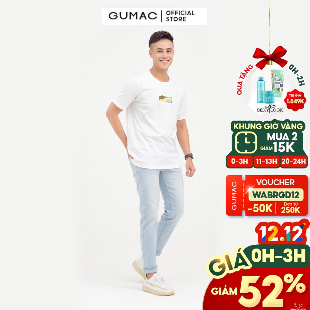 [Mã WABRGD12 giảm 10% đơn 250K] Quần jeans nam cơ bản GUMAC màu xanh, năng động trẻ trung QJNB7104