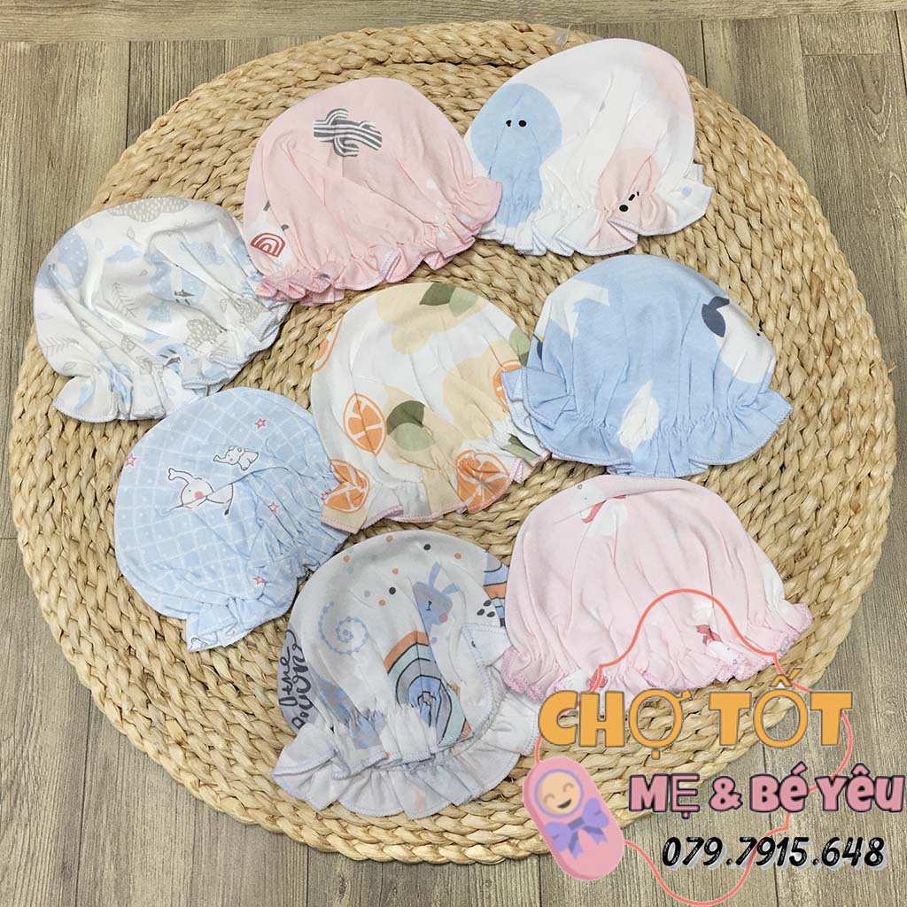 NÓN SƠ SINH COTTON CHUN MỀM CHO BÉ GÁI