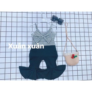 set thiết kế áo 2 dây quần ống loe
