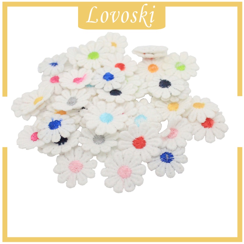 Set 50 Miếng Dán Trang Trí Quần Áo Hình Hoa Cúc Thêu Xinh Xắn