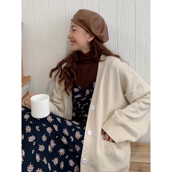 ÁO CARDIGAN MÀU BE PHONG CÁCH HÀN QUỐC TRẺ TRUNG FREESIZE  010