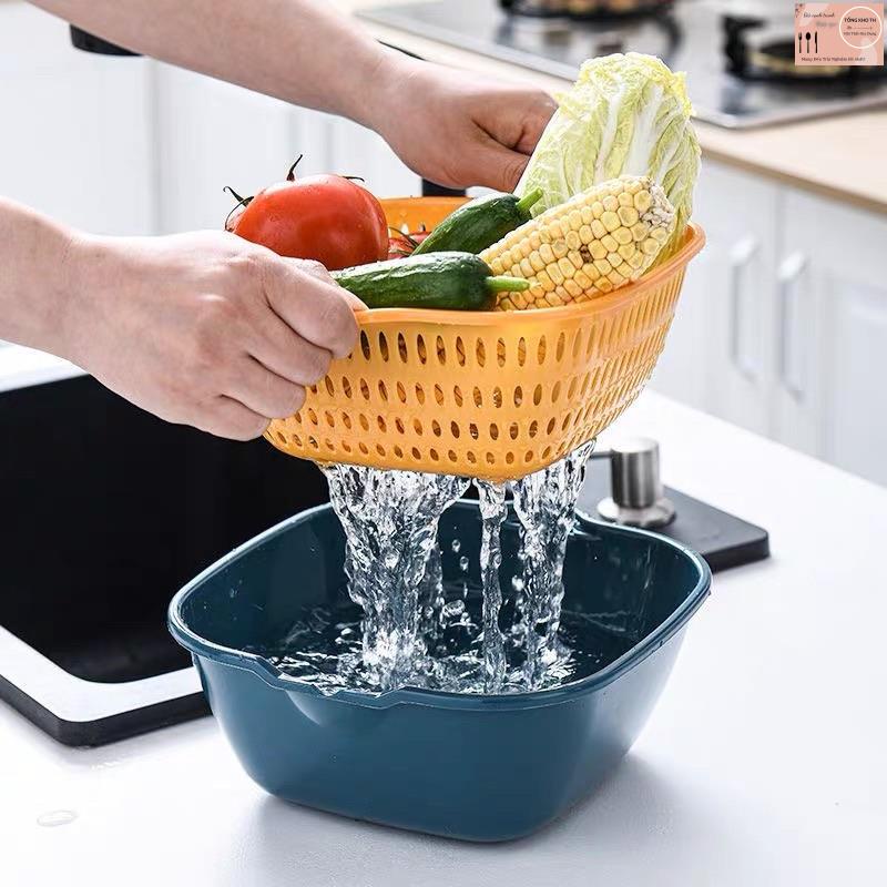 Rổ nhựa đựng đồ - Bộ rổ nhựa kèm chậu - Bộ rổ nhựa chữ nhật 6 món cao cấp mới 2021