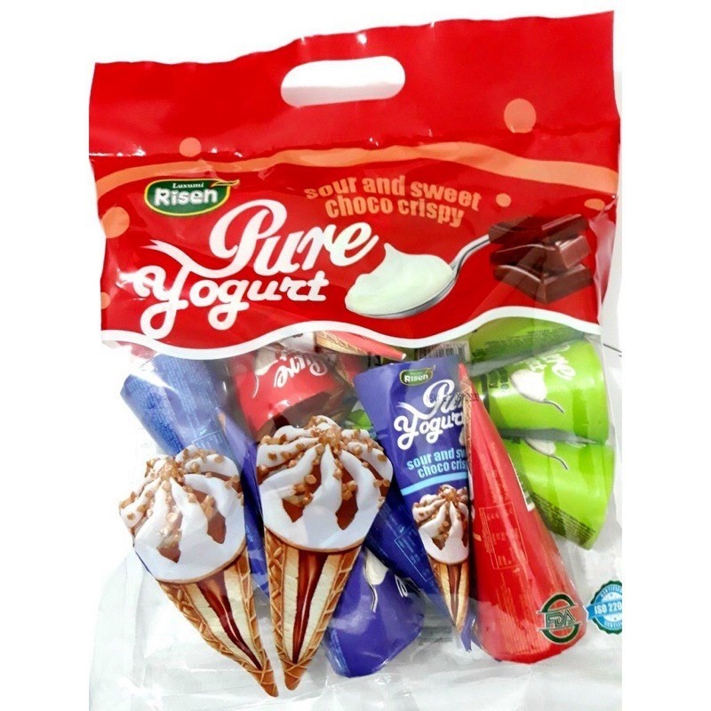 Bánh Ốc Quế Risen  Kem Yogurt Chocolate Túi 320g (14 chiếc x 22,8g)