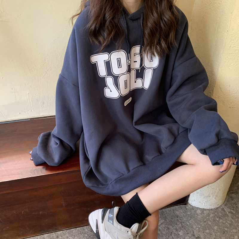 Áo Hoodie Tay Dài Dáng Rộng Phong Cách Hàn Quốc 2021