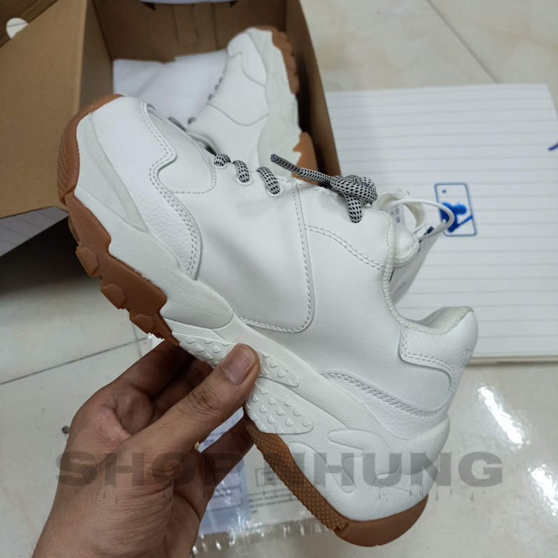 Giày mlb trắng chữ ny đen đế nâu nam nữ