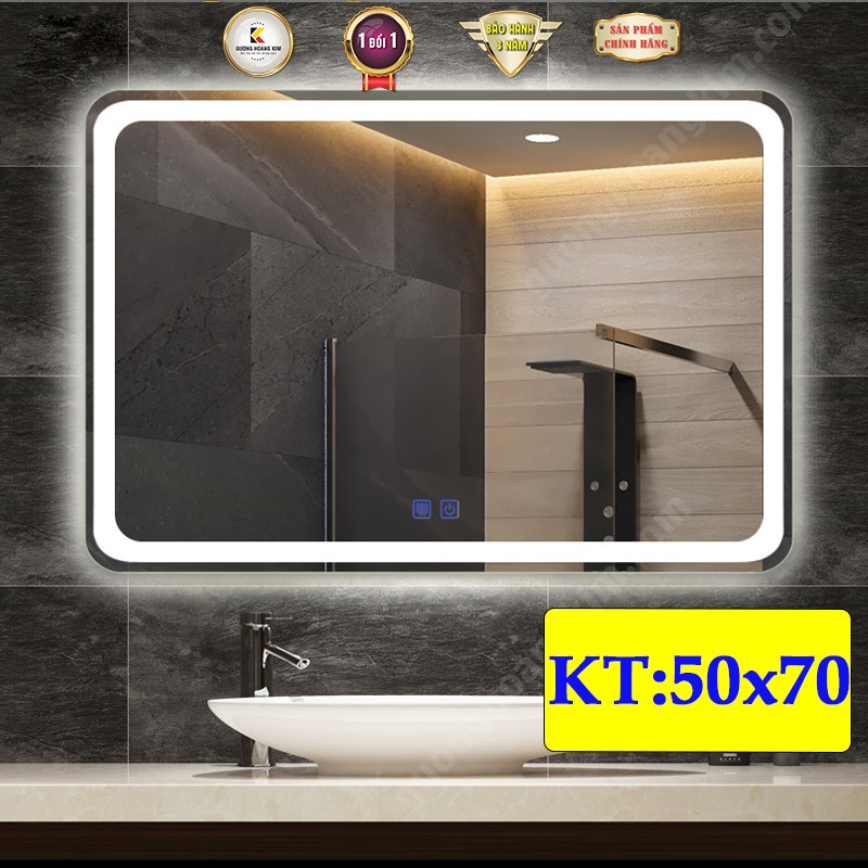 [ giá sỉ ] gương phòng tắm có đèn led cảm ứng thông minh kích thước 50x70 cm - guonghoangkim mirror