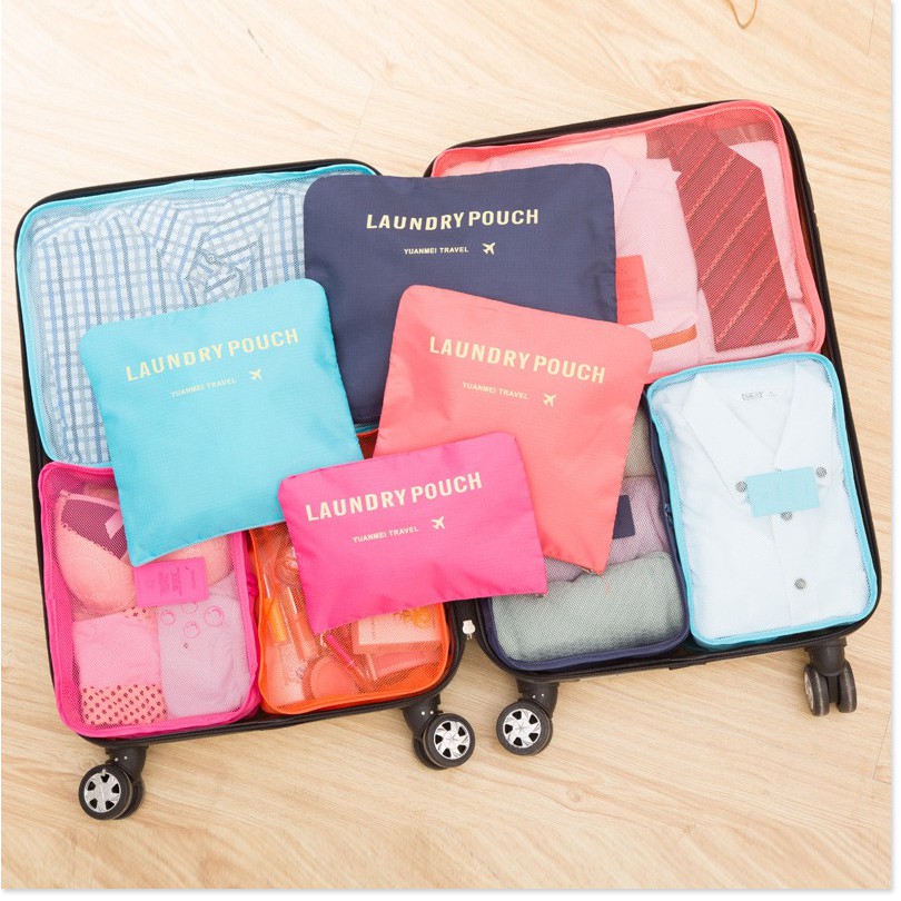 Túi đựng  💯 GIÁ VỐN  Bộ 6 Túi đựng đồ du lịch Laundry Pouch, chất liệu cao cấp, túi lưới và túi kín tiện dụng 2875